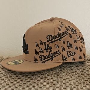 Authentic New Era Los Angeles Dodgers Tan and Black Fitted Hat